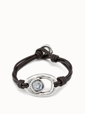 NWT UNO de 50  Leather Bracelet with Sterling Silver plated and Crystal